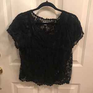 Black See Through Lace Shirt